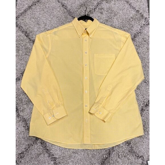 Jos A Banks Executive Collection Yellow Gingham Button Down Size XL - Picture 1 of 5